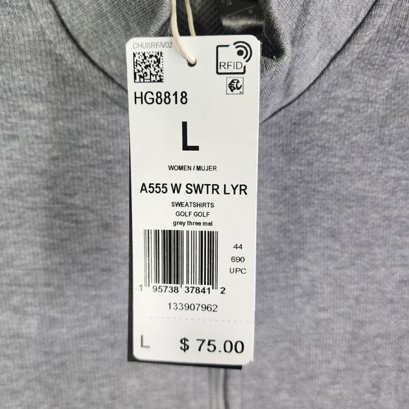 Mens Gray Adidas Pullover Sweatshirt Long Sleeve 1/2 Zip Mock Neck Size L - Picture 6 of 14